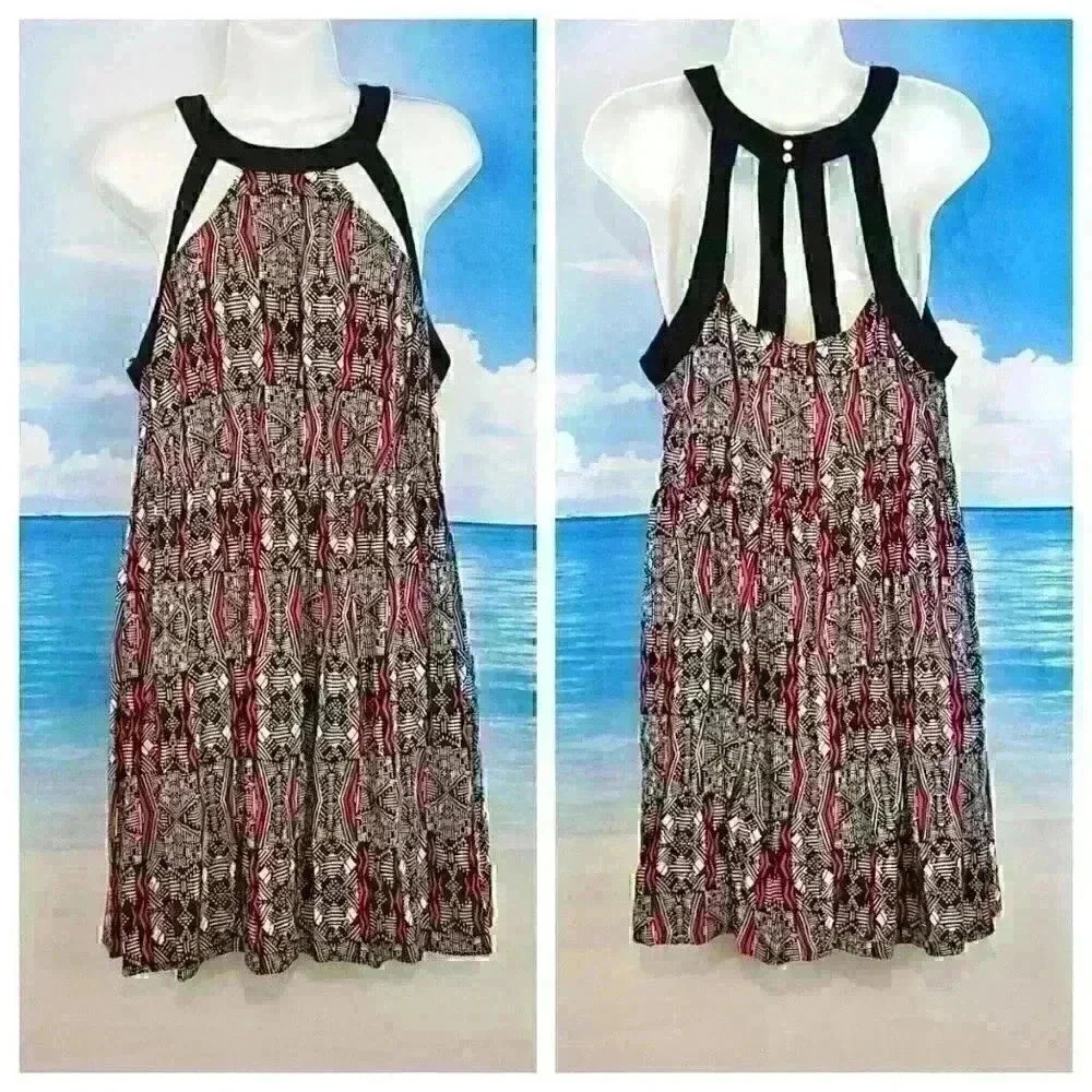 FOREVER 21 PLUS Womans SUNDRESS Cut Out Accent Shoulder Neck Lightweight size XL